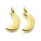 Brass Pendants, Moon Charms, Rack Plating, Lasting Plated, Cadmium Free & Lead Free, with Jump Ring, Real 18K Gold Plated, 13.5x8x1.5mm, Hole: 2mm