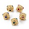 Brass Micro Pave Cubic Zirconia Beads, Round, Long-Lasting Plated, Real 18K Gold Plated, Mixed Color, 9.5x9mm, Hole: 3mm