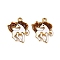 304 Stainless Steel Enamel Pendants, Horse Charm, Ion Plating(IP), Real 18K Gold Plated, White, 20x17x2.5mm, Hole: 1.6mm