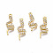 Brass Micro Pave Clear Cubic Zirconia Pendants, Nickel Free, Snake, Real 18K Gold Plated, 19x6x2mm, Hole: 1mm