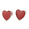 Brass Stud Earring Findings, with Loop, Enamel, Heart, Nickel Free, Real Platinum Plated, Red, 10x10mm, Hole: 1.5mm, pin: 0.7mm