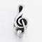 304 Stainless Steel Beads, Large Hole Beads, Musical Note, Antique Silver, 14x6.5x8.5mm, Hole: 6mm