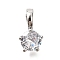 Brass Micro Pave Cubic Zirconia Charms, Cadmium Free & Nickel Free & Lead Free, Flat Round, Platinum, 12.5x7x6mm, Hole: 3x3.5mm