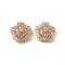 Brass Micro Pave Cubic Zirconia Beads, Cadmium Free & Nickel Free & Lead Free, Flower, Real 18K Gold Plated, Pearl Pink, 16x16.5x8mm, Hole: 1.6mm