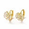 Rack Plating Brass Micro Pave Cubic Zirconia Leverback Earrings, Lead Free & Cadmium Free, Butterfly Earring for Women, Real 18K Gold Plated, 14x12x16mm, Pin: 1mm