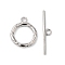Brass Toggle Clasps, Cadmium Free & Nickel Free & Lead Free, Twisted Round Ring, Real Platinum Plated, Ring: 24x19.5x3mm, Hole: 3mm, Bar: 34.5x6x2mm, Hole: 3mm