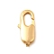 Brass Clasps, Long-Lasting Plated, Nickel Free, Oval, Real 18K Gold Plated, 14x6.5x3mm, Hole: 1.4mm