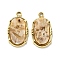 PVD Vacuum Plating 304 Stainless Steel Pendants, Natural Feldspar Oval Charms, Real 18K Gold Plated, 16.5x9.5x2mm, Hole: 1.5mm
