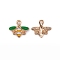 Zinc Alloy Enamel Pendants, Light Gold, Bees, Gold, 15.5x17x3mm, Hole: 2mm, 10pcs/bag