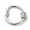 Rack Plating Brass Micro Pave Clear Cubic Zirconia Screw Carabiner Lock Charms, for Necklaces Making, Quick Links, Lead Free & Cadmium Free, Long-Lasting Plated, Flat Round, Platinum, 20x21.5x5mm