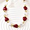 Brass & ABS Imitation Pearl Heart and Round Beaded Necklaces for Women, Cadmium Free & Lead Free, Rack Plating, Long-Lasting Plated, Real 18K Gold Plated, White, Dark Red, 17.91 inch(45.5cm), Extender: 60mm