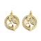 Brass Micro Pave Clear Cubic Zirconia Pendants, Cadmium Free & Lead Free, with Shell, Jump Rings, Real 18K Gold Plated, Flower, 21x17x3.5mm, Hole: 3.5mm