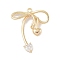Brass Micro Pave Clear Cubic Zirconia Pendants, Bowknot, Golden, 24x20x3.5mm, Hole: 1mm