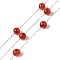 304 Stainless Steel Cable Chains with Dyed Shell Beads, Round, Soldered, with Spool, Red, link: 2.5x0.8x0.1mm, 5~5.4mm