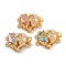 Brass Micro Pave Cubic Zirconia Box Clasps, Nickel Free, Heart, Real 18K Gold Plated, 2-Strand, 4-Hole, Mixed Color, 12.5x18x9mm, Hole: 1.2mm