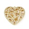 Brass Micro Pave Cubic Zirconia Pendants, Hollow Heart, Long-Lasting Plated, Cadmium Free & Lead Free, Rack Plating, Real 18K Gold Plated, 26.5x29x6.5mm, Hole: 1.4mm