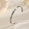 Elegant Stainless Steel Micro Pave Clear Cubic Zirconia Open Cuff Bracelets for Women, Butterfly Pattern, Stainless Steel Color, Inner Diameter: 2-1/4 inch(5.55cm)