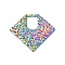 Ion Plating(IP) 304 Stainless Steel Pendants, Hammered Diamond Charms, Rainbow Color, 35x40x2.5mm, Hole: 0.9mm