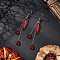 Alloy Enamel Coffin with Teardrop Dangle Earrings, with Glass Beads, Dark Red, 77x11.5mm