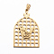 Ion Plating(IP) 304 Stainless Steel Pendants, Bird and Birdcage, Golden, 40x25x2mm, Hole: 6x3mm