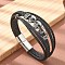 Braided Microfiber Leather Multi-strand Bracelets, 304 Stainless Steel Skull Charm Bracelets for Women Men, Black, 8-5/8 inch(22cm)
