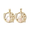 Valentine's Day Brass Micro Pave Cubic Zirconia Pendants, Cadmium Free & Lead Free, with Shell, Real 18K Gold Plated, Flat Round with Word Love, Clear, 24.5x22.5x2.5mm, Hole: 3x4.5mm