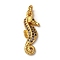 Brass Micro Pave Cubic Zirconia Pendants, with Jump Ring, Sea Horse, Purple, Golden, 20.5x7x3mm, Hole: 3mm