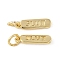 Brass Pendants, Oval with Word Slut Charms, with Jump Ring, Long-Lasting Plated, Lead Free & Cadmium Free, Real 18K Gold Plated, 14x4x1.5mm, Hole: 3.5mm