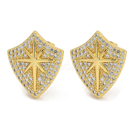 Серьги-гвоздики из латуни с микропаве из прозрачного кубического циркония EJEW-I313-18C-G-1