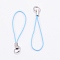 Polyester Cord Mobile Straps, with Platinum Plated Iron Findings, Sky Blue, 5.6cm
