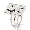 304 Stainless Steel Open Cuff Ring for Women, with Rhinestone, Rectangle, Stainless Steel Color, US Size 6(16.5mm)