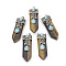 Natural Tiger Eye Pendants, with Alloy Findings, Sword, Antique Silver, 49~55x16x10~11mm, Hole: 6.5x3mm