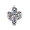 Brass Micro Pave Colorful Cubic Zirconia Pendants, Cactus Charms, Rack Plating, Long-Lasting Plated, Lead Free & Cadmium Free, Platinum, 25x18.5x3.5mm, Hole: 1.2mm