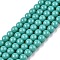 Opaque Solid Color Glass Beads Strands, Round, Turquoise, 8~8.5mm, Hole: 1.5mm, about 51~53pcs/strand, 14.96 inch~15.55 inch(38~39.7cm)
