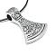 Alloy Pendant Necklaces, with Waxed Cord and Iron Chain Extender, Double-sided Axe Charm, Antique Silver, 17.3 inch(44cm)