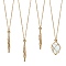 3Pcs Brass Braided Macrame Pouch Empty Stone Holder Necklace, Chain Mesh Pendant Necklace, Adjustable Metal Net Necklace, Golden, 17-1/4 inch(43.8cm), Pendant: 50mm long