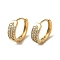 Brass Micro Pave Cubic Zirconia Hoop Earring, Light Gold, 16.5x6mm