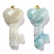 Natural Flower Amazonite Pendants, with Golden Brass Jump Ring, Key with Heart, 43x22x10.4mm, Hole: 3.8x5mm