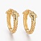 Brass Micro Pave Cubic Zirconia Huggie Hoop Earrings, Long-Lasting Plated, Leopard, Black, Real 18K Gold Plated, 18.5x19x5.5mm, Pin: 1mm