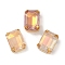 Brass Glass Rhinestone Sew on Rhinestones, Faceted, Rectangle, Mixed Color, Golden, 8x6x5.5mm, Hole: 1mm