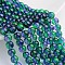Spray Painted Transparent Glass Bead Strands, Round, Dark Sea Green and Slate Blue, 8mm, Hole: 1mm, about 104pcs/strand, 31.5 inch