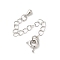 Rack Plating Brass Ends with Chain and Clasps, Long-Lasting Plated, Lead Free & Cadmium Free, Teardrop, Platinum, 65mm