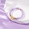 Natural Amethyst Rings, with Elastic Crystal Thread & Brass Beads & Natural Stone Beads, Golden, Inner Diameter: 20mm
