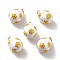 Rack Plating Brass Micro Pave Cubic Zirconia Pendants, Real 18K Gold Plated, with Enamel, Cadmium Free & Lead Free & Nickle Free, Egg with Flower, White, 21.5x14.5~15mm, Jump Ring: 5x0.6mm, Inner Diameter: 3.5mm