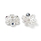 Brass Micro Pave Cubic Zirconia Bead Caps, Long-Lasting Plated, 6-Petals, Flower, Silver, 8x3mm, Hole: 1.4mm