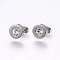 304 Stainless Steel Stud Earrings, with Rhinestone, Flat Round with Roman Numerals, Crystal, 9x3.5mm, Pin: 0.8mm, 12pairs/card