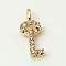 Alloy Rhinestone Pendants, Grade A, Key, Golden, 16.5x6x2mm, Hole: 2mm