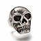Retro 304 Stainless Steel Slide Charms, Skull Shape, Antique Silver, 13x10x9mm, Hole: 7.5x4mm