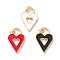 Rack Plating Brass Enamel Pendants, with Jump Ring, Cadmium Free & Nickel Free & Lead Free, Real 18K Gold Long-Lasting Plated, Heart Lock, Mixed Color, 22x14x2mm, Hole: 3.4mm