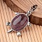 Tortoise Platinum Tone Brass Amethyst Pendants, 34x21x7mm, Hole: 5x7mm